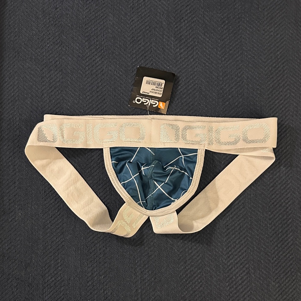 GIGO |  Men’s White and Blue Jockstrap | NWT | Medium